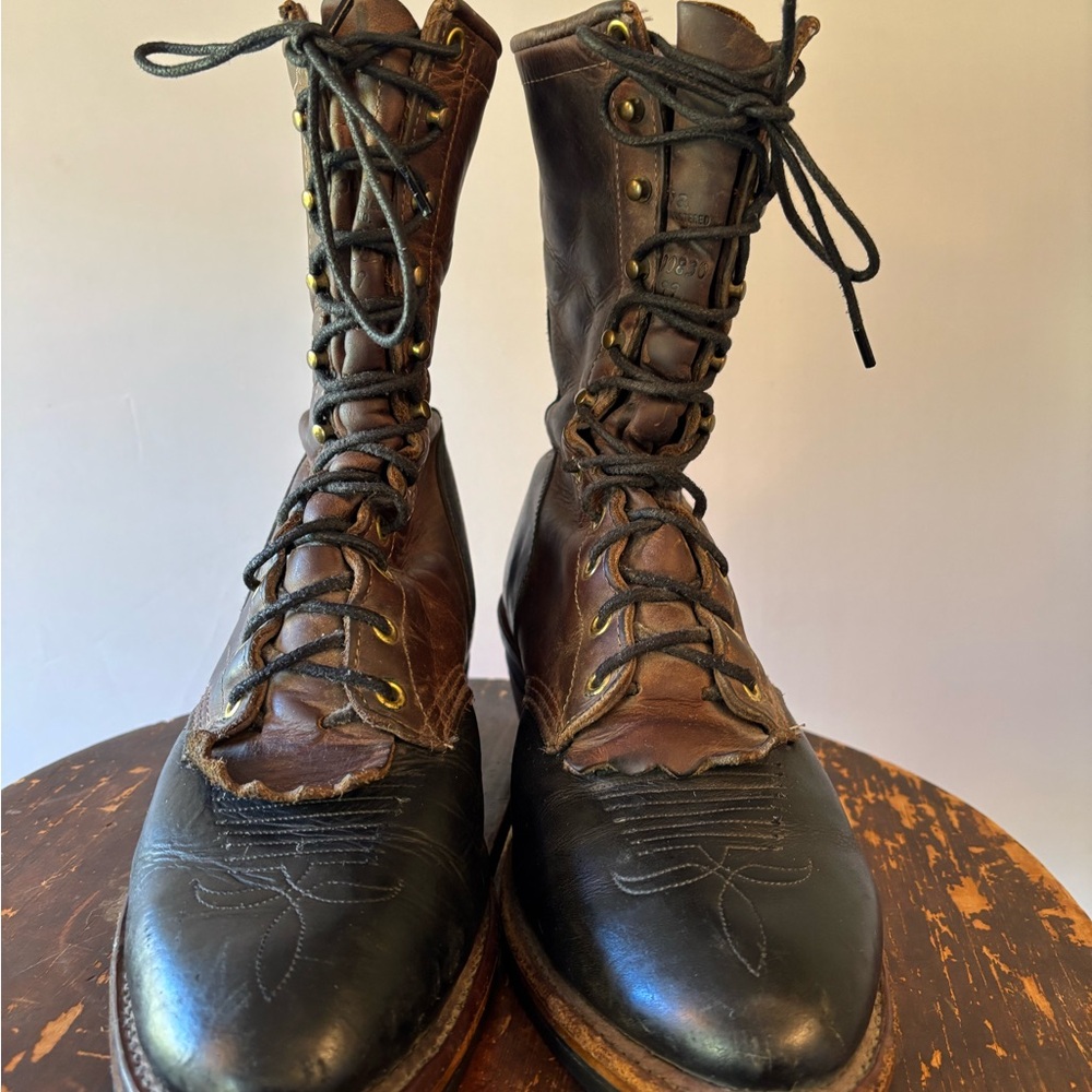 Chippewa Classic two-tone Packer Brown/Blk Leather Boots. M 9.5 EE. Nice Cond. - Picture 4 of 9